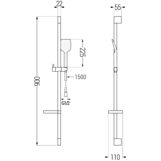 Mexen DS62 Posuvný sprchový set, čierny - 785624583-70