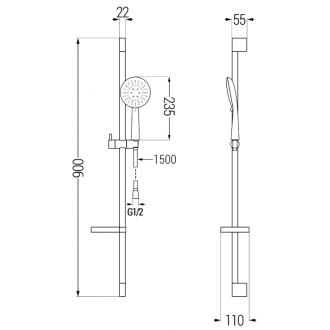 Mexen DS67 Posuvný sprchový set, chróm - 785674583-00