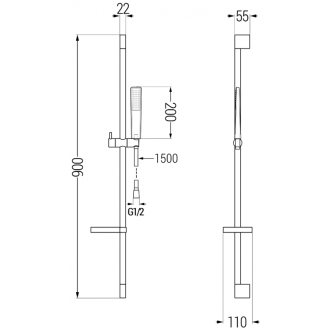Mexen DS72 Posuvný sprchový set, chróm - 785724583-00