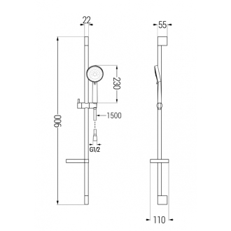 Mexen DS75 Posuvný sprchový set, chróm - 785754583-02
