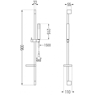 Mexen DS77 Posuvný sprchový set, chróm - 785774583-00