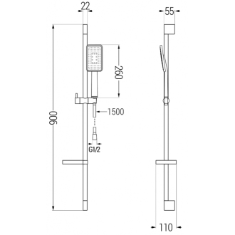 Mexen DS54 Posuvný sprchový set, čierny - 785544583-71