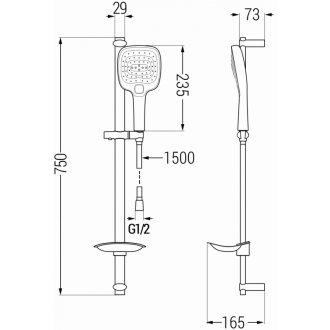 Mexen DB17 Posuvný sprchový set, chróm - 785174584-00