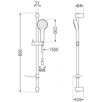 Mexen Milo DF05 sprchová batéria so sprchovacím setom, zlatá - 7134R05-50