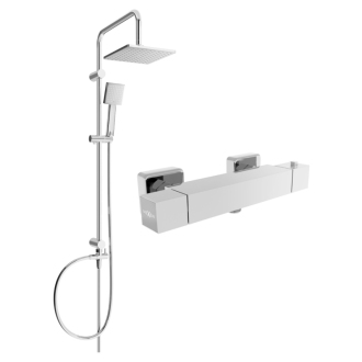Mexen Tord prisadený sprchový set s dažďovou sprchou a termostatickou sprchovou batériou Cube, chróm - 77200200-00