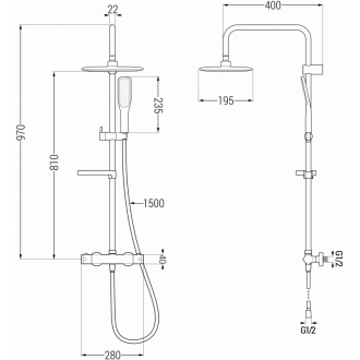 Mexen KX49 sprchový set termostatickou batériou, biela/zlatá - 771504091-25