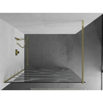 Sprchová stena Mexen Kyoto 90 x 200 cm, transparentný/biely vzor 8 mm, zlatá - 800-090-101-50-97