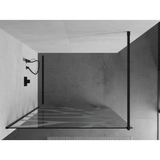 Sprchová stena Mexen Kyoto 90 x 200 cm, transparentný/biely vzor 8 mm, čierna - 800-090-101-70-97
