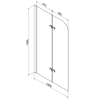 Mexen Cubik obdĺžniková vaňa 150 x 70 cm s plášťom a 2-listovou zástenou 100 cm, transparentná, chróm - 550315070X9010020100