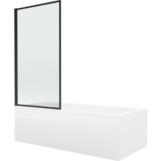 Mexen Cubik obdĺžniková vaňa 150 x 70 cm s plášťom a 1 krídlovou zástenou 80 cm, čierny fix vzor - 550315070X9308007070