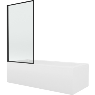 Mexen Vega obdĺžniková vaňa 180 x 80 cm s plášťom a 1 krídlovou zástenou 80 cm, čierny vzor - 550118080X9308017070