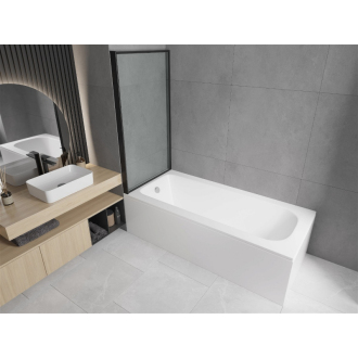 Mexen Vega obdĺžniková vaňa 180 x 80 cm s plášťom a 1 krídlovou zástenou 80 cm, čierny vzor - 550118080X9308017070