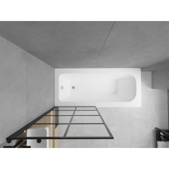 Mexen Vega obdĺžniková vaňa 180 x 80 cm s plášťom a 1 krídlovou zástenou 80 cm, čierny vzor - 550118080X9308017077