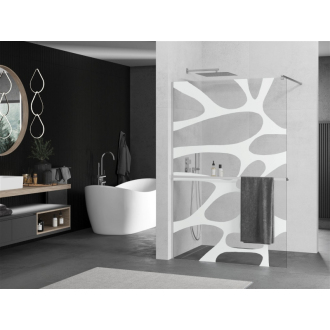 Mexen KIOTO+ zástena Walk-in s policou a držiakom 100x200, biely vzor chróm 800-100-121-01-97