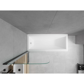 Mexen Cubik obdĺžniková vaňa 150 x 70 cm s plášťom a jednokrídlovou zástenou 70 cm, priehľadná, čierna - 550315070X9007017000