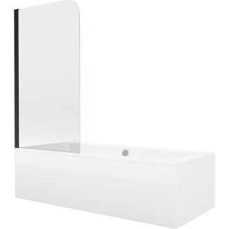 Mexen Cube vaňa 170x80cm panel + zástena 70 cm, priehľadná, čierna 550517080X9007017000