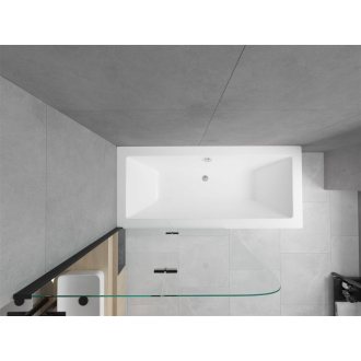 Mexen Cube vaňa 170x80cm panel + zástena 80 cm, priehľadná, čierna 550517080X9008027000