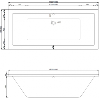 Mexen Cube vaňa 170x80cm panel + zástena 80 cm, priehľadná, čierna 550517080X9008027000