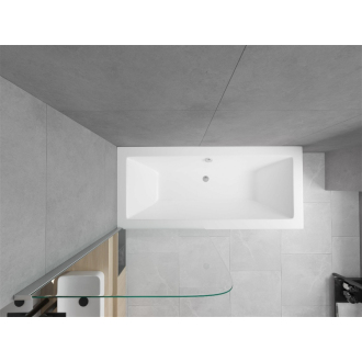 Mexen Cube obdĺžniková vaňa 180 x 80 cm s plášťom a jednokrídlovou zástenou 70 cm, transparentná, chróm - 550518080X9007010100