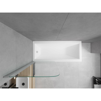 Mexen Cubik obdĺžniková vaňa 160 x 70 cm s plášťom a jednokrídlovou zástenou 75 cm, transparentná, chróm - 550316070X9007510100