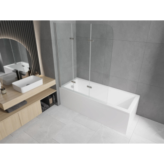 Mexen Cubik obdĺžniková vaňa 160 x 70 cm s plášťom a 3 krídlovou zástenou 120 cm, transparentná, chróm - 550316070X9012030100