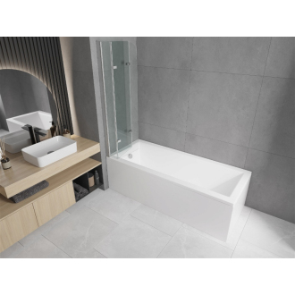 Mexen Cubik obdĺžniková vaňa 160 x 70 cm s plášťom a 3 krídlovou zástenou 120 cm, transparentná, chróm - 550316070X9012030100