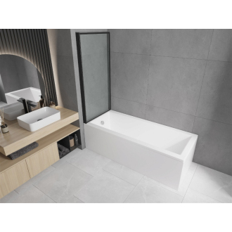 Mexen Cubik obdĺžniková vaňa 160 x 70 cm s plášťom a jednokrídlovou zástenou 70 cm, čierny vzor - 550316070X9307017070