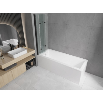 Mexen Cubik obdĺžniková vaňa 170 x 70 cm s plášťom a 3 krídlovou zástenou 120 cm, priehľadná, čierna - 550317070X9012037000