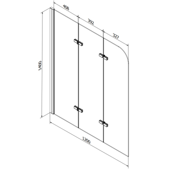 Mexen Cubik obdĺžniková vaňa 170 x 70 cm s plášťom a 3 krídlovou zástenou 120 cm, priehľadná, čierna - 550317070X9012037000