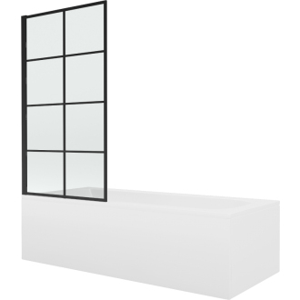 Mexen Vega obdĺžniková vaňa 150 x 70 cm s plášťom a 1 krídlovou zástenou 80 cm, čierny vzor - 550115070X9308017077
