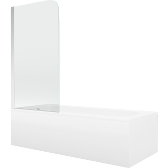 Mexen Vega obdĺžniková vaňa 160 x 70 cm s plášťom a jednokrídlovou zástenou 70 cm, transparentná, chróm - 550116070X9007010100