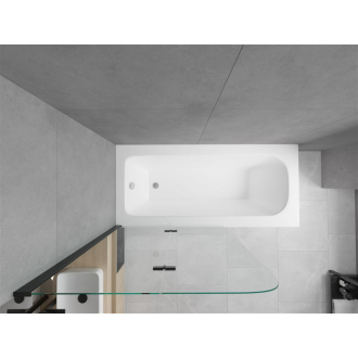 Mexen Vega obdĺžniková vaňa 160 x 70 cm s plášťom a 2 krídlovou zástenou 80 cm, priehľadná, čierna - 550116070X9008027000
