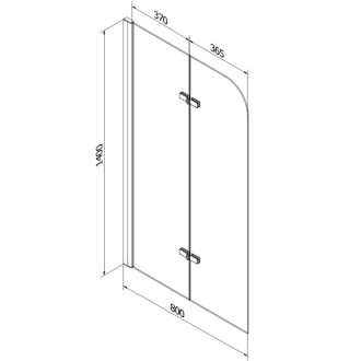Mexen Vega obdĺžniková vaňa 160 x 70 cm s plášťom a 2 krídlovou zástenou 80 cm, priehľadná, čierna - 550116070X9008027000