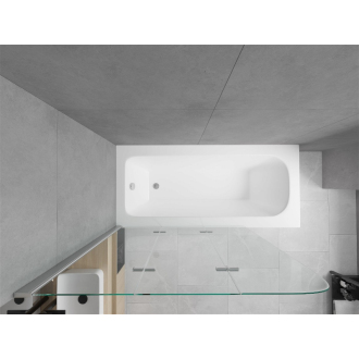 Mexen Vega obdĺžniková vaňa 160 x 70 cm s plášťom a 3 krídlovou zástenou 120 cm, transparentná, chróm - 550116070X9012030100