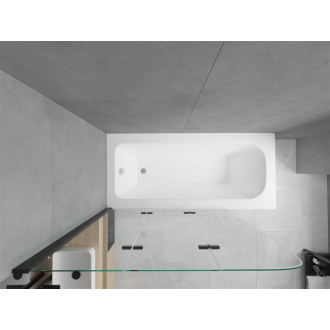 Mexen Vega obdĺžniková vaňa 160 x 70 cm s plášťom a 3 krídlovou zástenou 120 cm, priehľadná, čierna - 550116070X9012037000