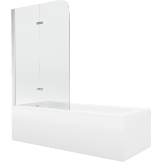 Mexen Vega obdĺžniková vaňa 170 x 70 cm s plášťom a 2 krídlovou zástenou 100 cm, transparentná, chróm - 550117070X9010020100