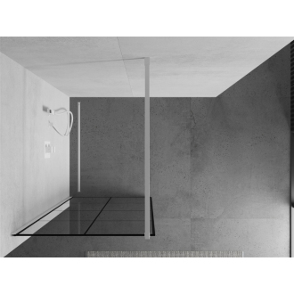 Sprchová stena Mexen Kyoto 90 x 200 cm, transparentný/čierny vzor 8 mm, biela - 800-090-101-20-77