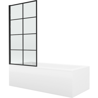 Mexen Cubik obdĺžniková vaňa 170 x 70 cm s plášťom a jednokrídlovou zástenou 70 cm, čierny fix vzor - 550317070X9307007077