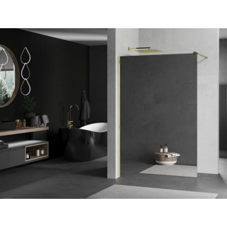 Mexen Kyoto Walk-in sprchová stena 130 x 200 cm, 8 mm zrkadlo, zlatá - 800-130-101-50-50