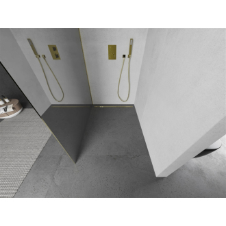 Mexen Kyoto Walk-in sprchová stena 130 x 200 cm, 8 mm zrkadlo, zlatá - 800-130-101-50-50