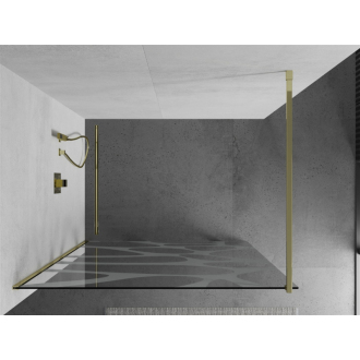 Mexen Kyoto Walk-in sprchová stena 130 x 200 cm, biely vzor 8 mm, zlatá - 800-130-101-50-97
