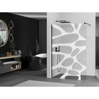Mexen Kyoto Walk-in sprchová stena 130 x 200 cm, biely vzor 8 mm, čierna - 800-130-101-70-97