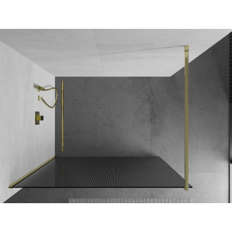 Mexen Kyoto Walk-in sprchová stena 140 x 200 cm, pruhy 8 mm, zlatá - 800-140-101-50-09