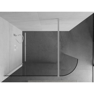 Mexen Kyoto zaoblená sprchová stena Walk-in 110 x 200 cm, transparentná 8 mm, biela - 800-110-101-20-06