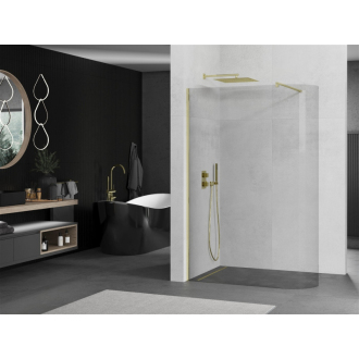 Mexen Kyoto zaoblená sprchová stena Walk-in 80 x 200 cm, transparentná 8 mm, zlatá - 800-080-101-50-06