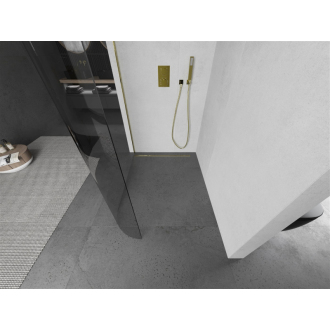 Mexen Kyoto zaoblená sprchová stena Walk-in 80 x 200 cm, transparentná 8 mm, zlatá - 800-080-101-50-06