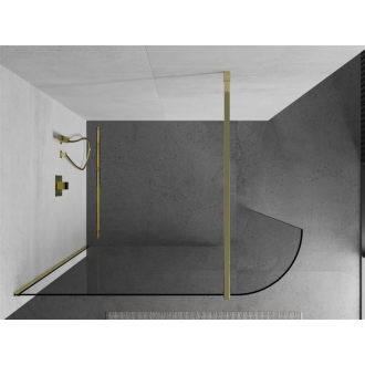 Mexen Kyoto zaoblená sprchová stena Walk-in 80 x 200 cm, transparentná 8 mm, zlatá - 800-080-101-50-06