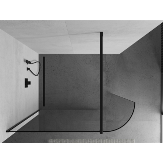 Mexen Kyoto zaoblená sprchová stena Walk-in 80 x 200 cm, transparentná 8 mm, čierna - 800-080-101-70-06