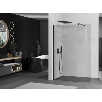 Mexen Kyoto zaoblená sprchová stena Walk-in 80 x 200 cm, transparentná 8 mm, čierna - 800-080-101-70-06