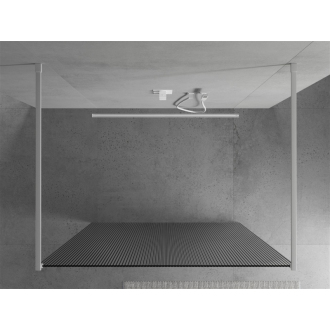 Mexen Kyoto voľne stojaca sprchová stena 100 x 200 cm, pruhy 8 mm, biela - 800-100-002-20-09